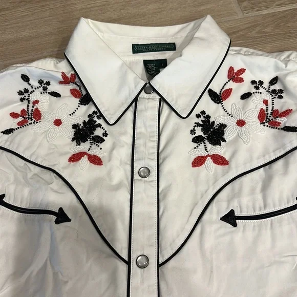 Beautiful Ralph Lauren Western Snap buttons shirt beaded size L cowboy shirt - Picture 8 of 13